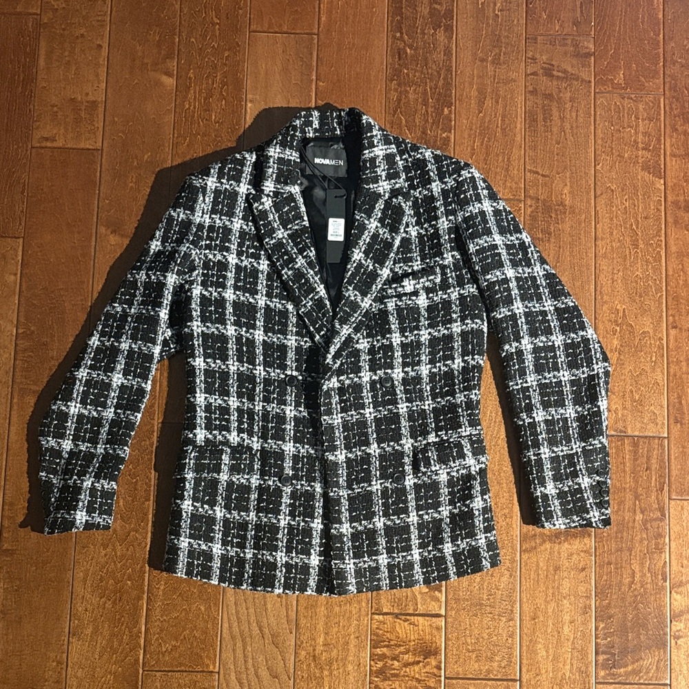 Fashion Nova Black & White Plaid Tweed Blazer - Picture 4 of 4